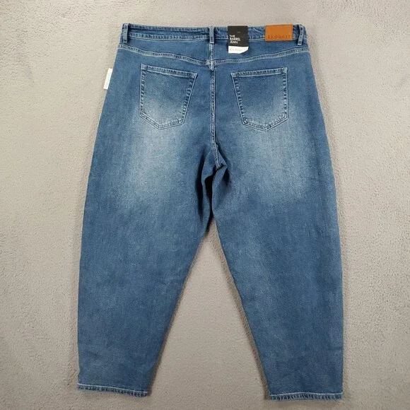 New Eloquii The Barrel Jean Womens 20 Blue Wash High Rise Stretch Comfort Denim - Picture 12 of 13